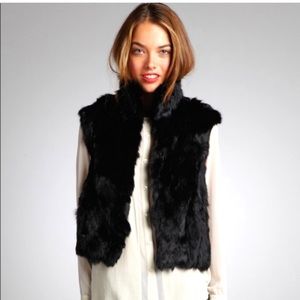 Adrienne Landau Black rabbit fur vest